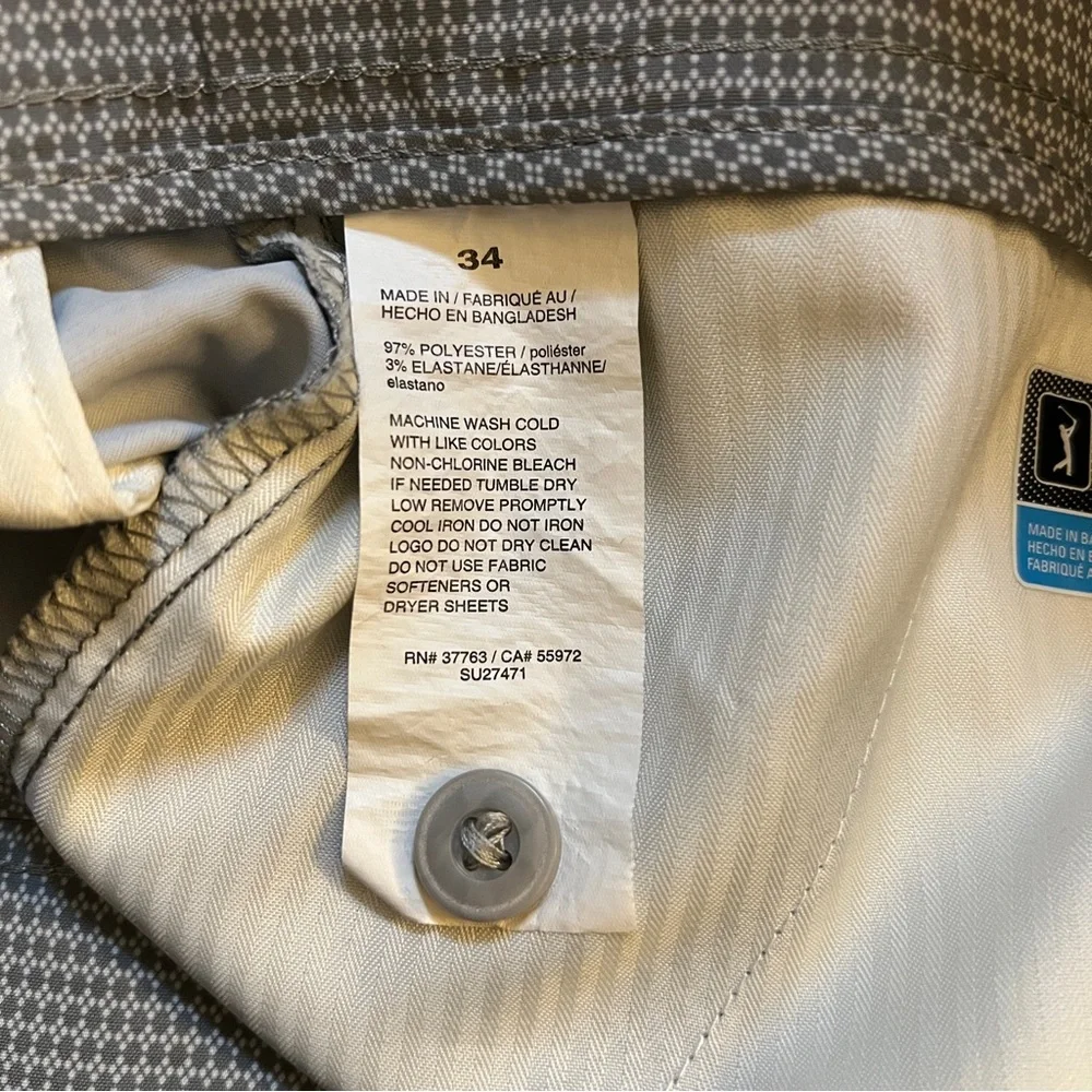 PGA Tour Shorts Mens 34 Gray White Check Plaid‎ Preppy Casual Golf Sportswear
